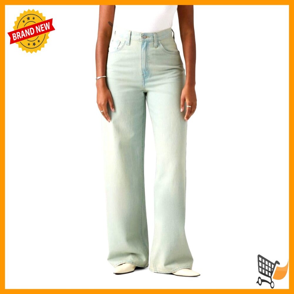 High Rise Baggy Jeans With Adjustable Cinch Back, Relaxed Fit